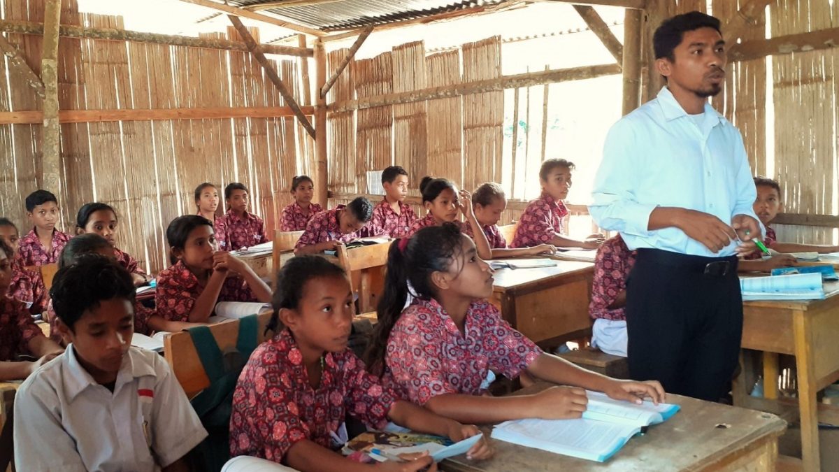 Students study in their classroom in SMPN 10 junior high school in Gulung hamlet, Ruan village, East Manggarai, East Nusa Tenggara